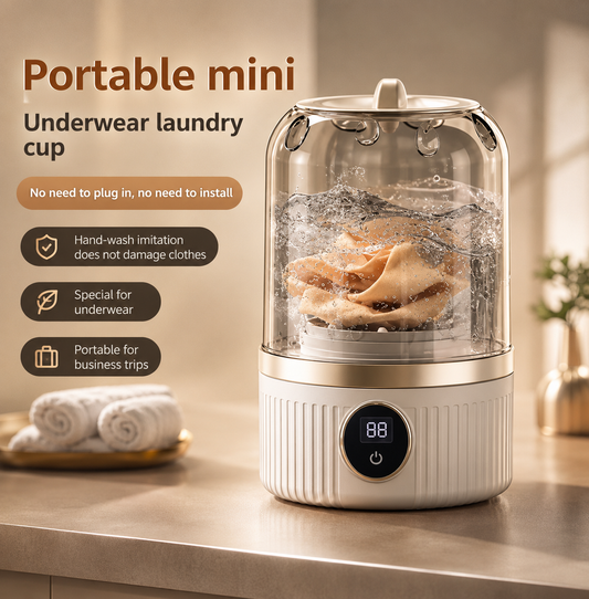 Wash & Go™ Premium Portable Washer – Compact Mini Washing Machine for Underwear, Socks & Delicate Clothing, Waterproof & Travel-Friendly
