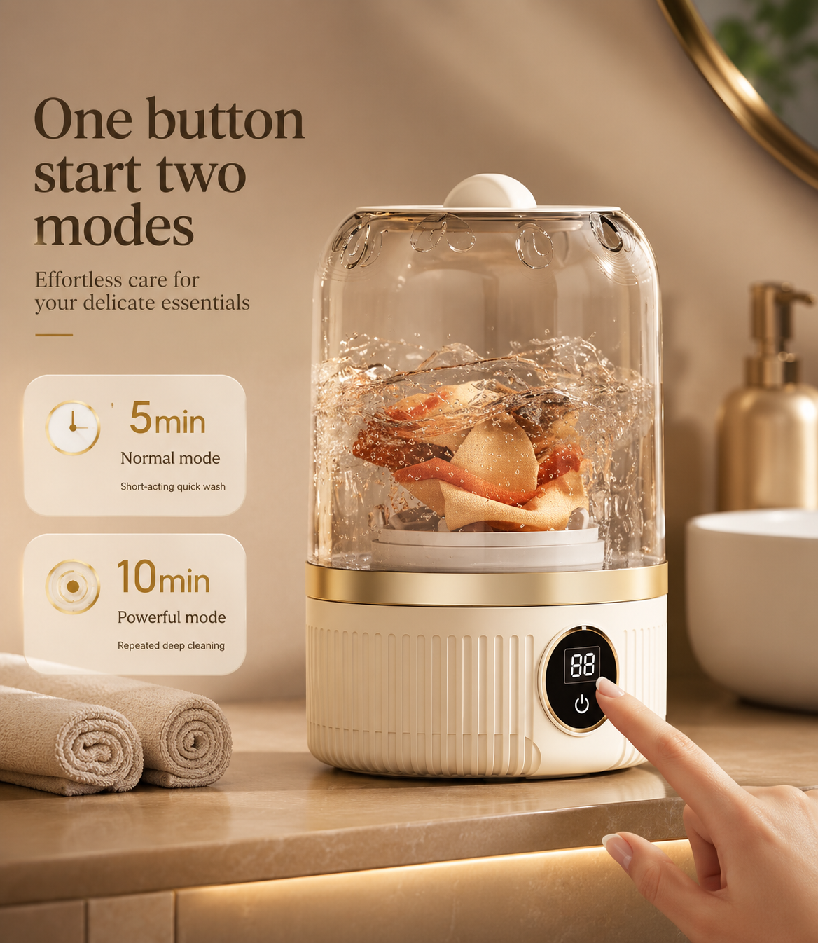 Wash & Go™ Premium Portable Washer – Compact Mini Washing Machine for Underwear, Socks & Delicate Clothing, Waterproof & Travel-Friendly
