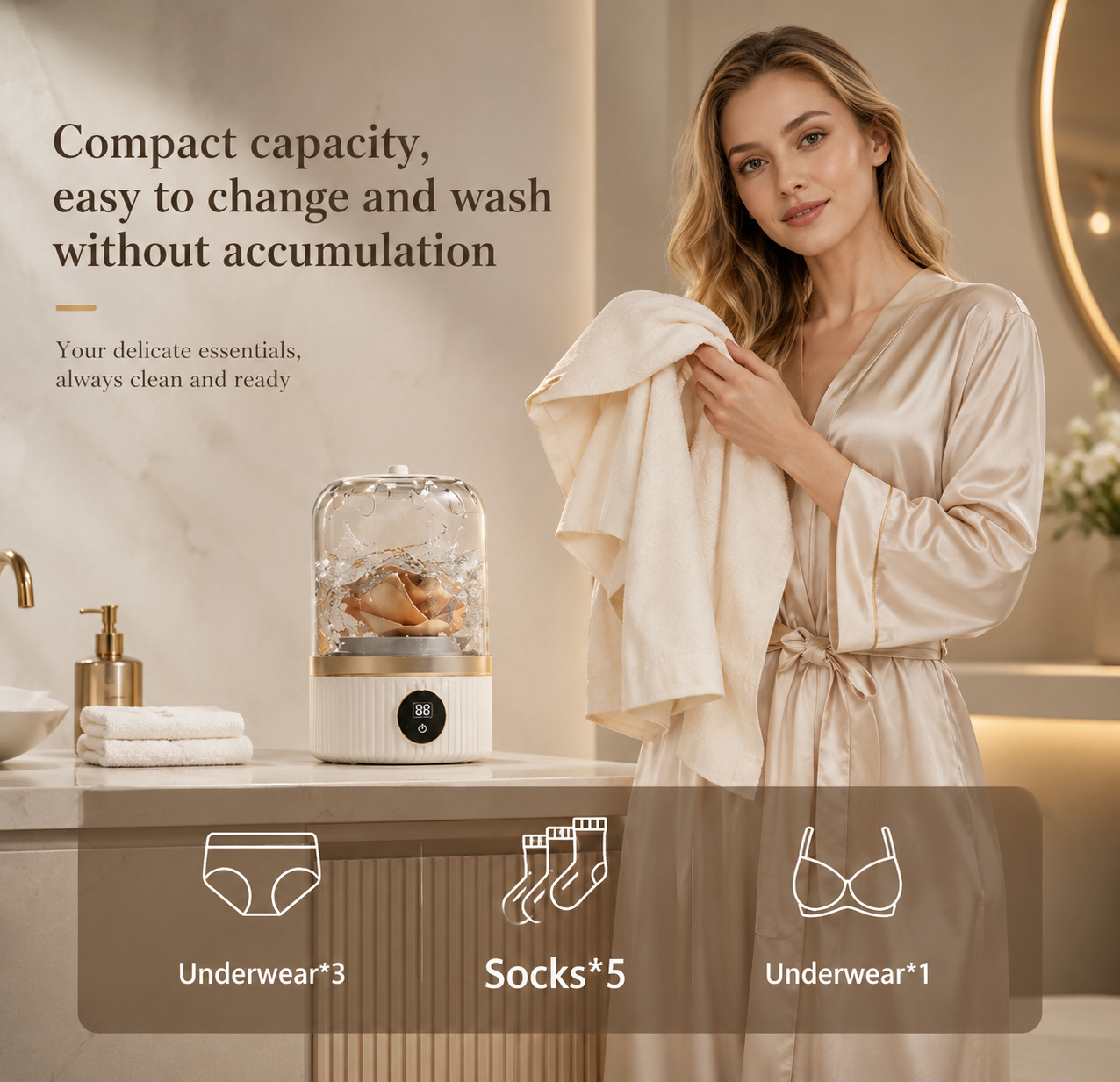 Wash & Go™ Premium Portable Washer – Compact Mini Washing Machine for Underwear, Socks & Delicate Clothing, Waterproof & Travel-Friendly